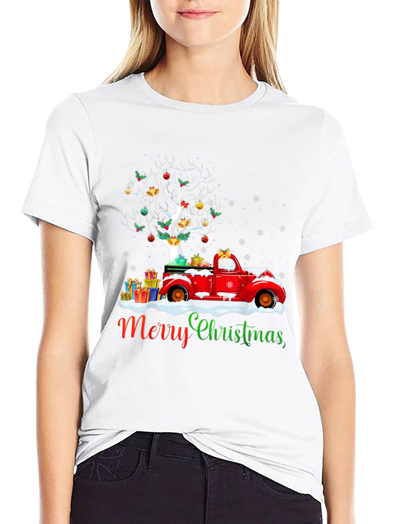 Festive Christmas Tree Truck Graphic Tee