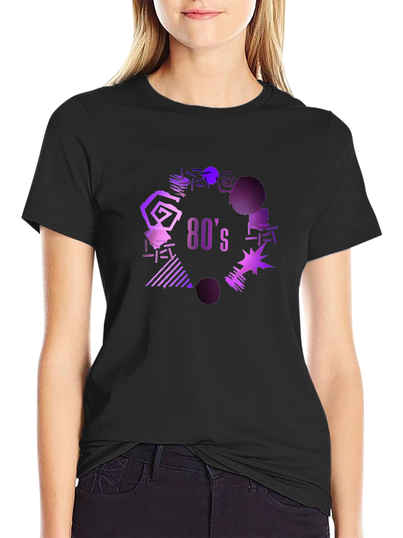 Retro 80s Graphic Tee - Black
