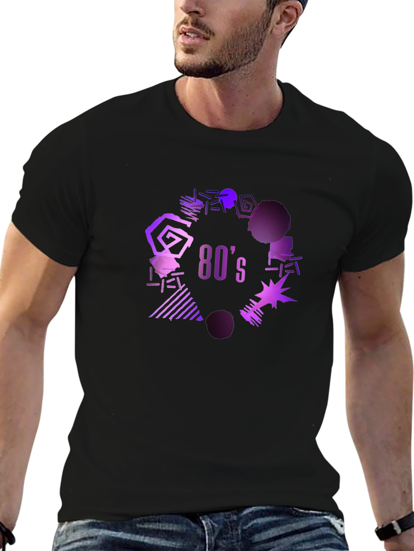 Retro 80s Graphic Tee - Black