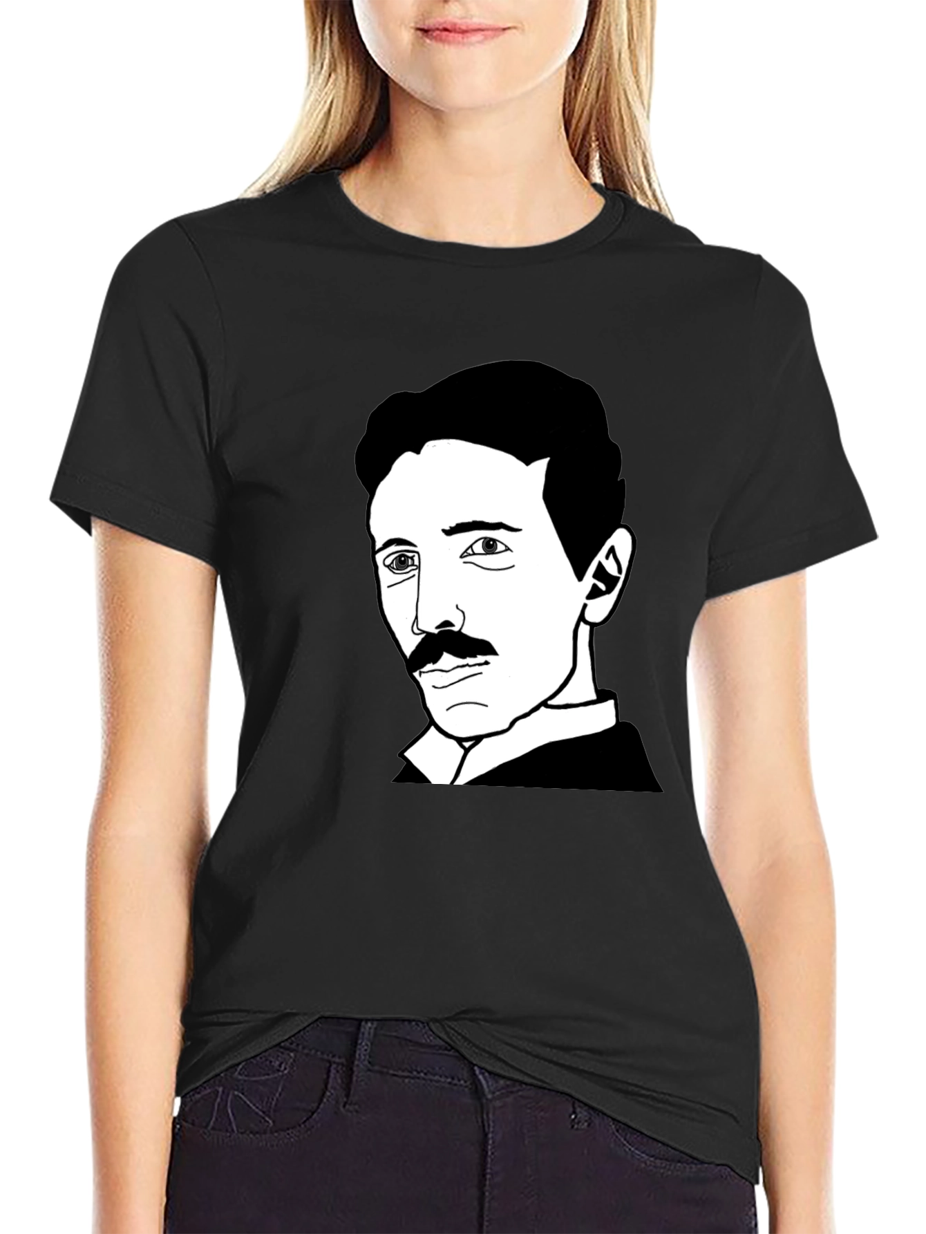 Nikola Tesla Graphic Print Black T-Shirt