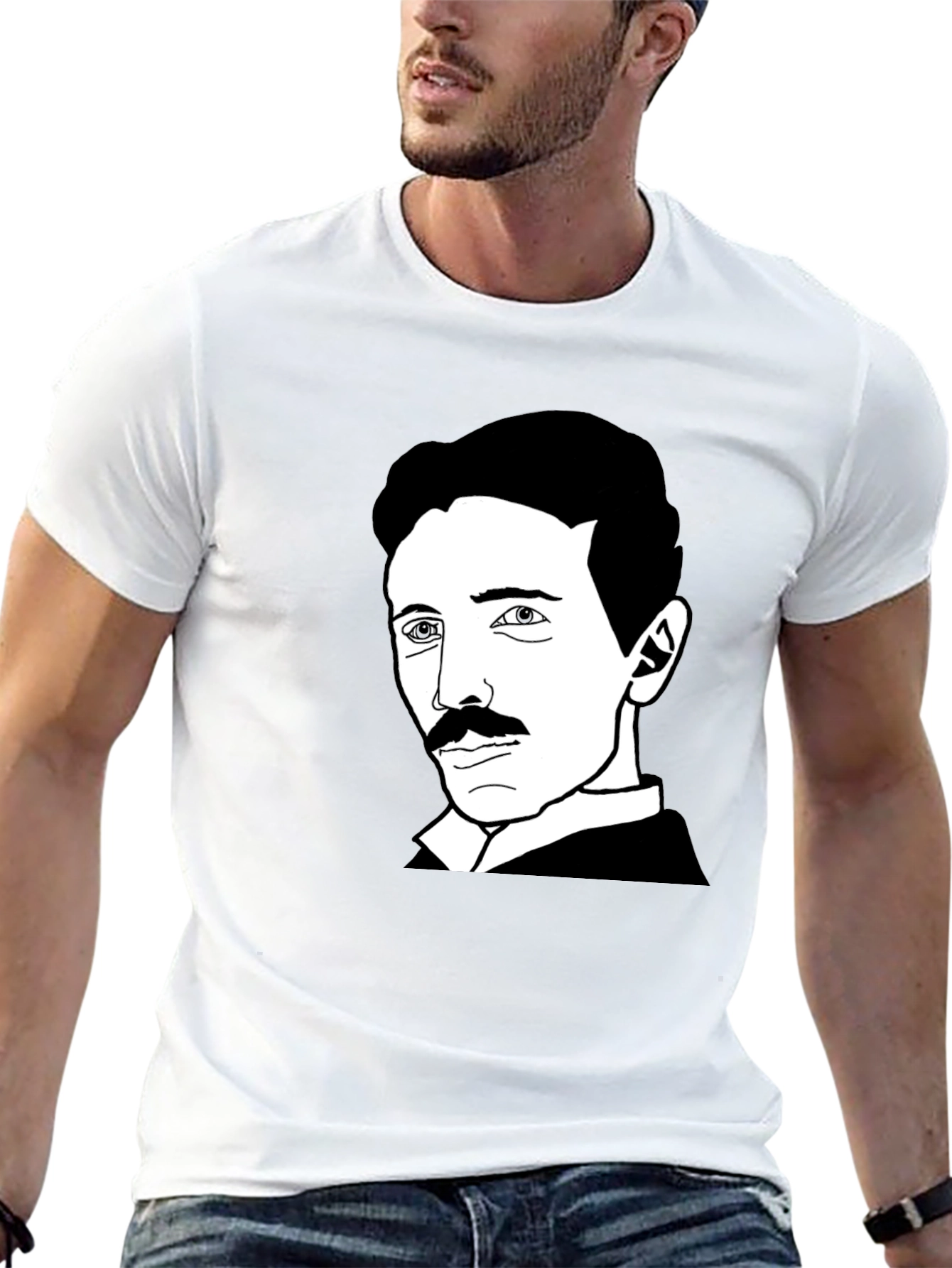 Nikola Tesla Graphic Print Black T-Shirt