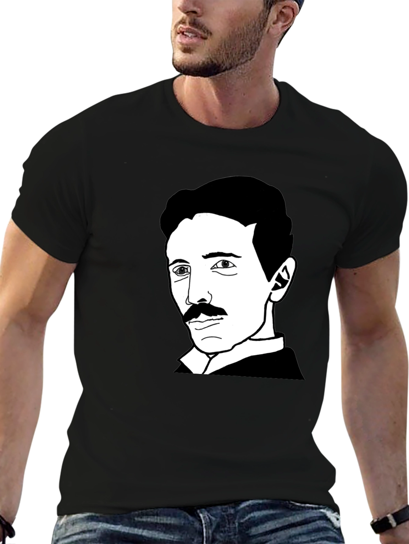 Nikola Tesla Graphic Print Black T-Shirt