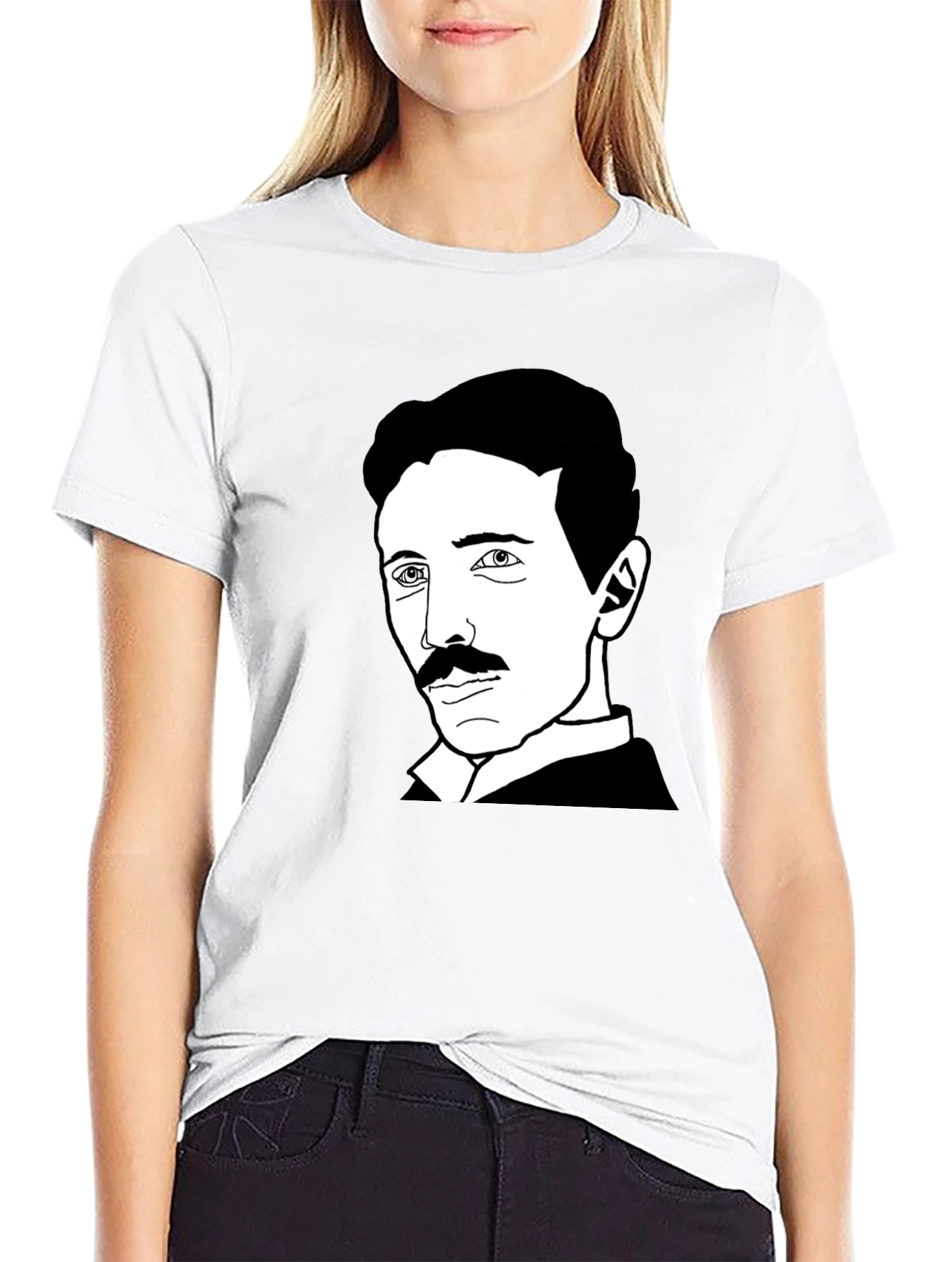 Nikola Tesla Graphic Print Black T-Shirt