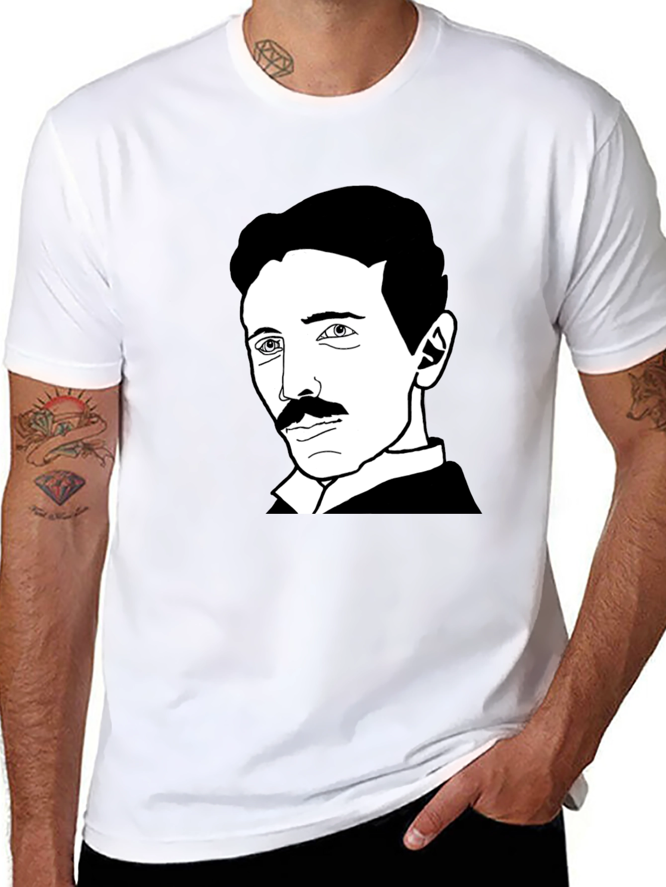 Nikola Tesla Graphic Print Black T-Shirt