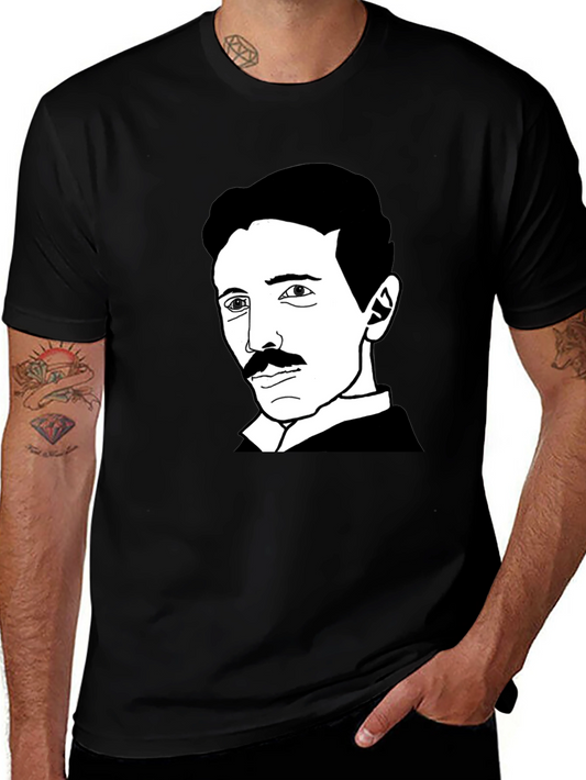 Nikola Tesla Graphic Print Black T-Shirt