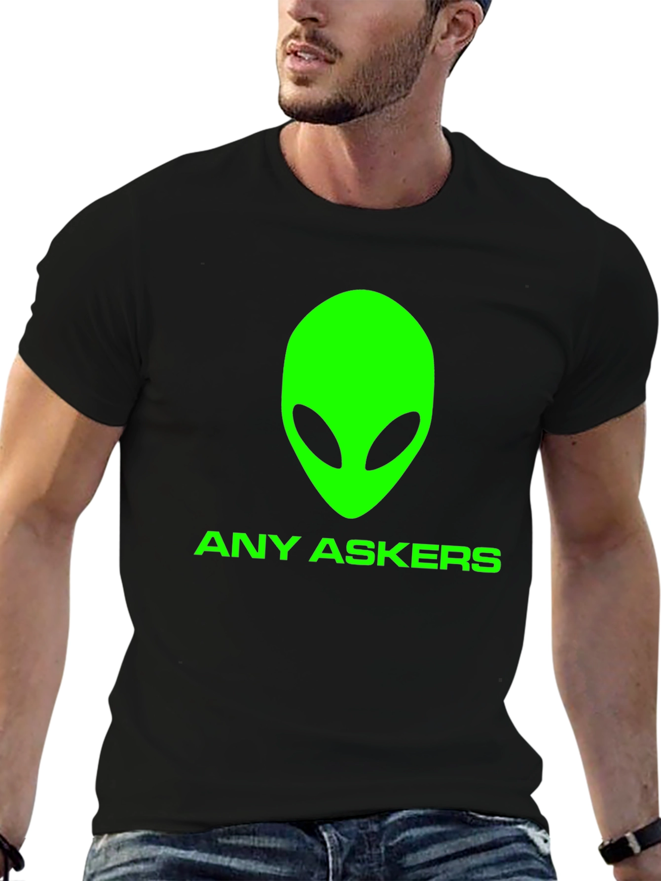 Any Askers? Alien Graphic T-Shirt - Black