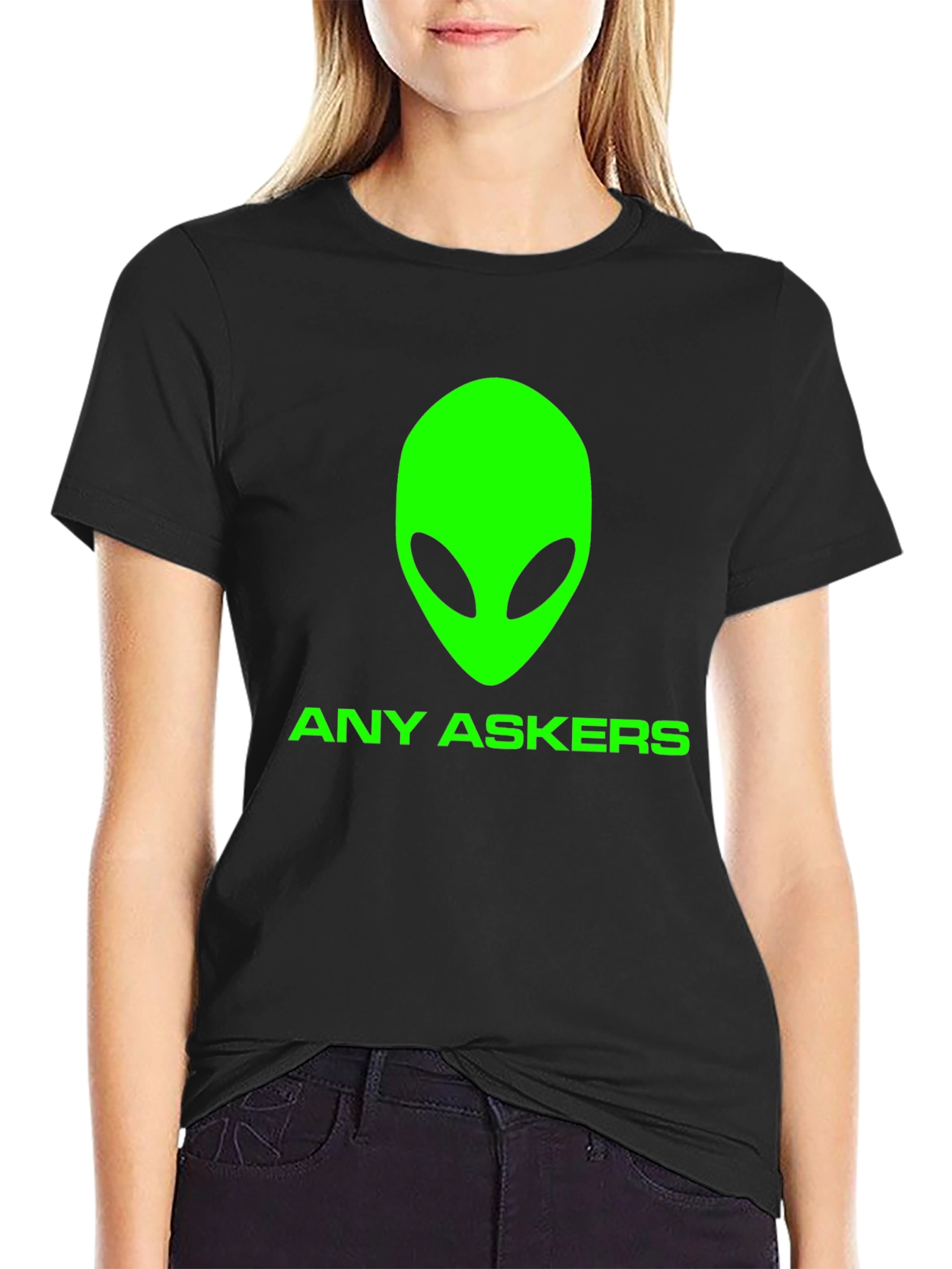 Any Askers? Alien Graphic T-Shirt - Black