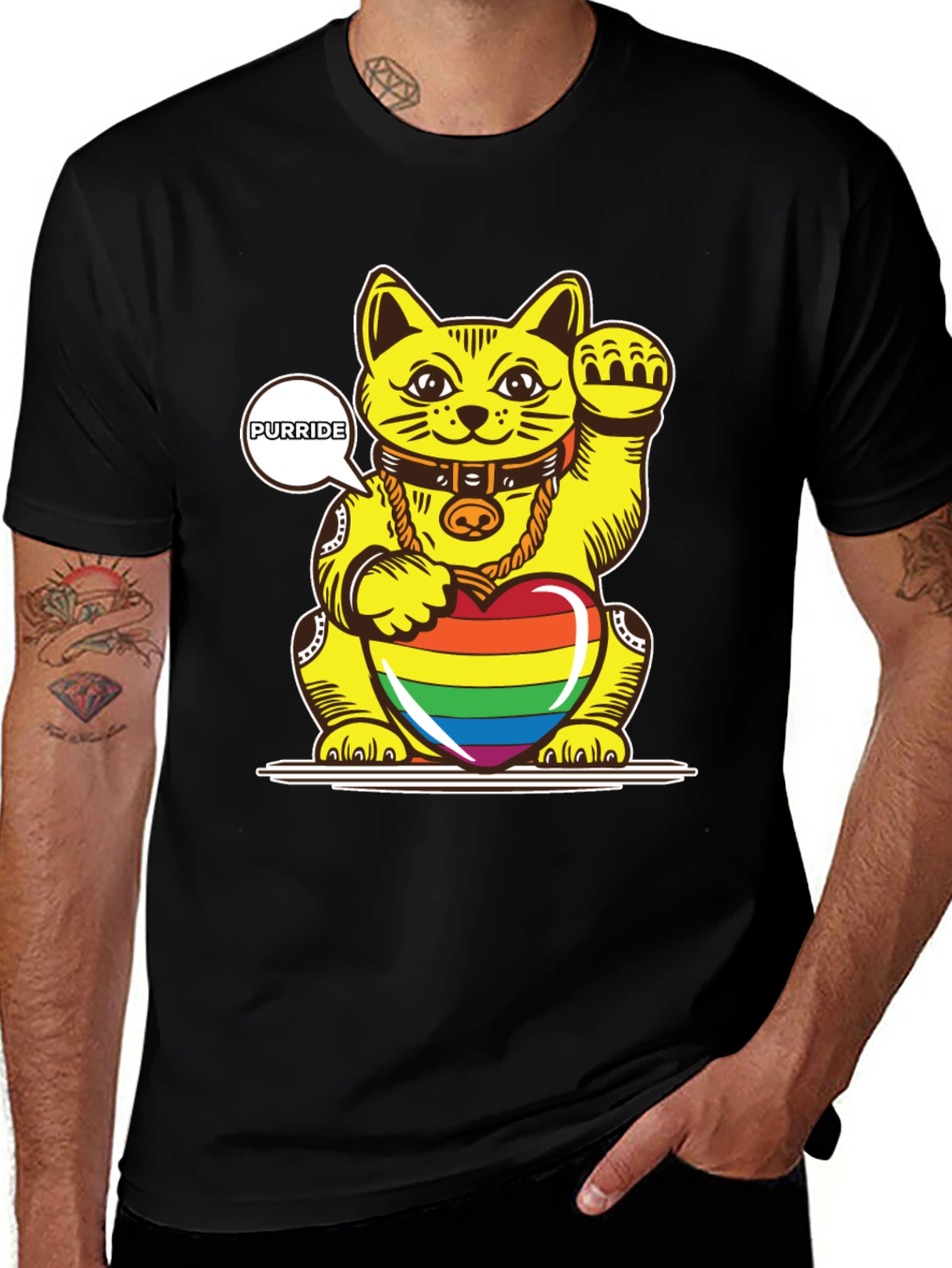 Lucky Cat Pride T-Shirt - Purride LGBTQ+ Apparel