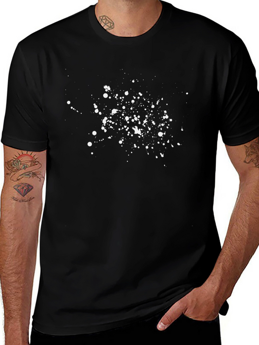Abstract Splatter Print Black T-Shirt