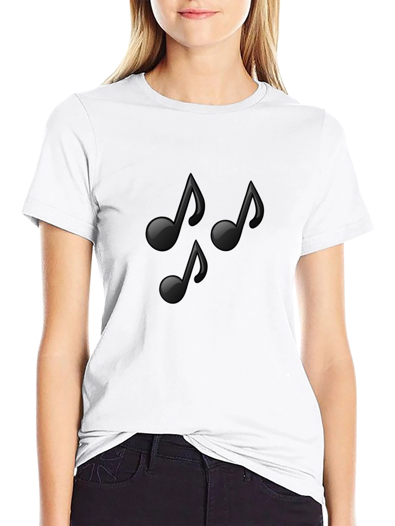 Musical Notes Graphic Black T-Shirt