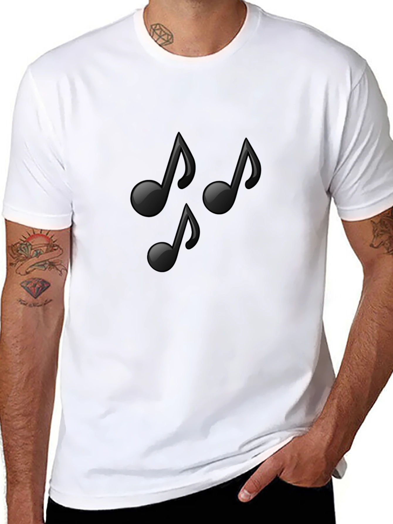 Musical Notes Graphic Black T-Shirt