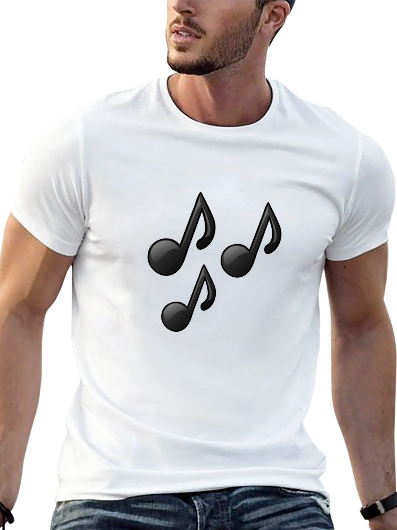 Musical Notes Graphic Black T-Shirt