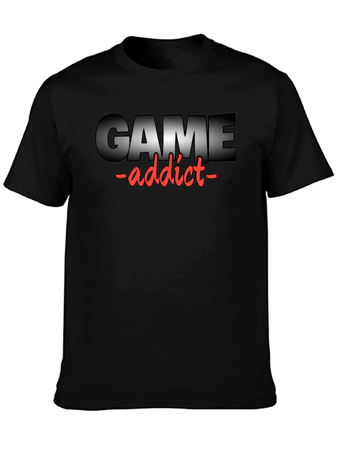 Game Addict T-Shirt - Black Crew Neck Tee