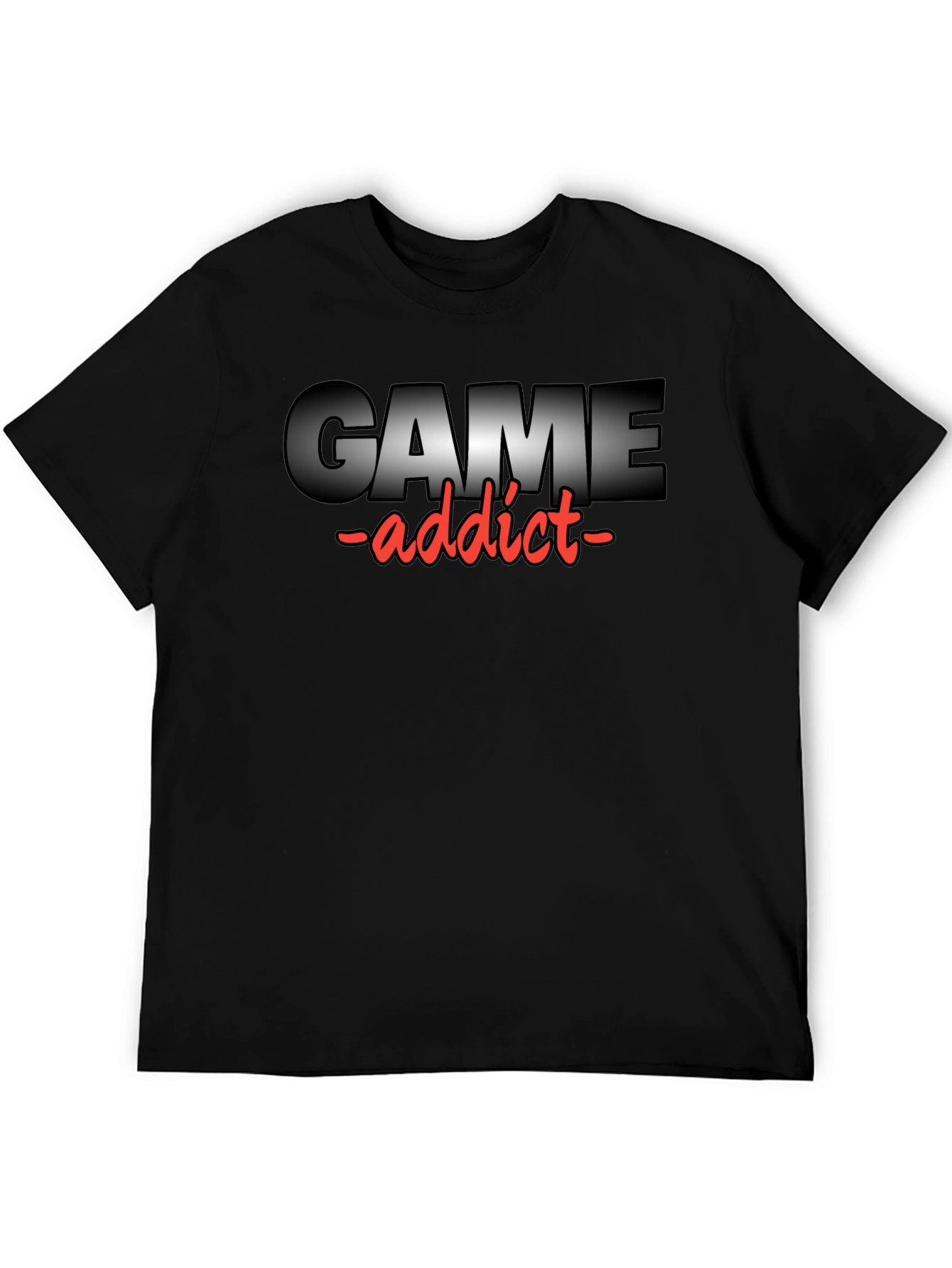 Game Addict T-Shirt - Black Crew Neck Tee