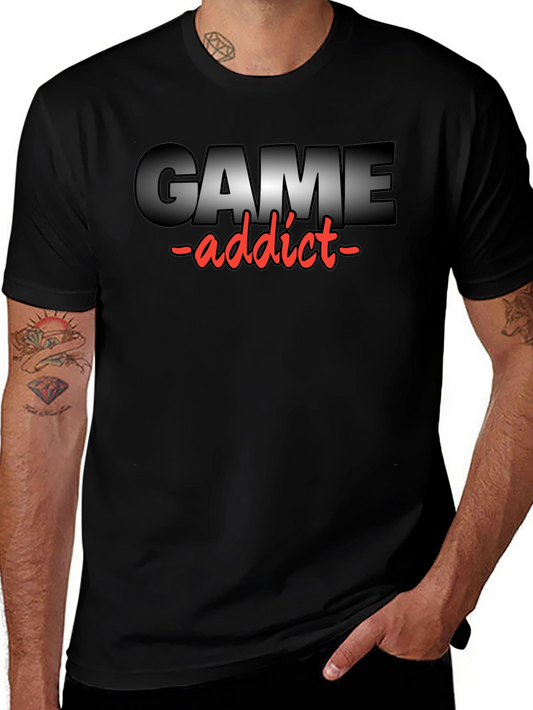 Game Addict T-Shirt - Black Crew Neck Tee