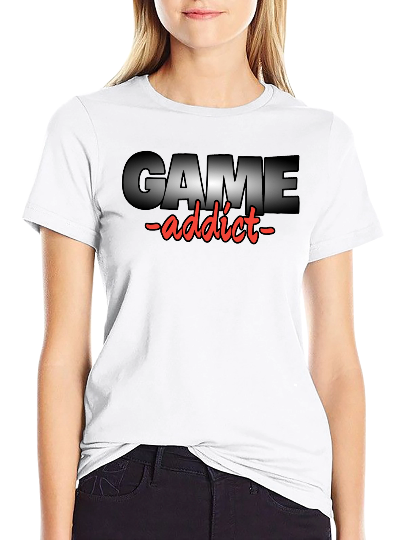 Game Addict T-Shirt - Black Crew Neck Tee