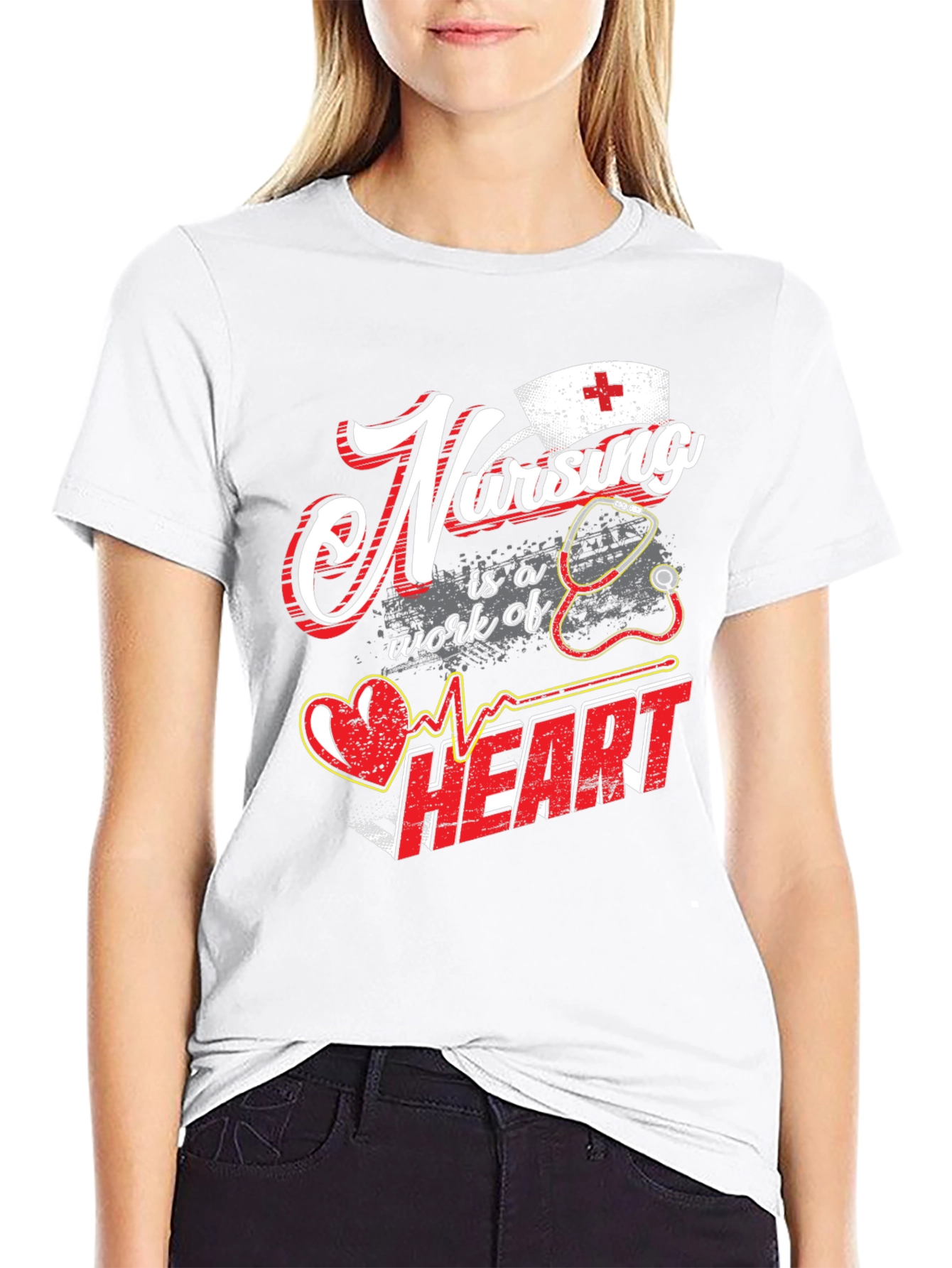 Nursing is a Work of Heart Black T-Shirt