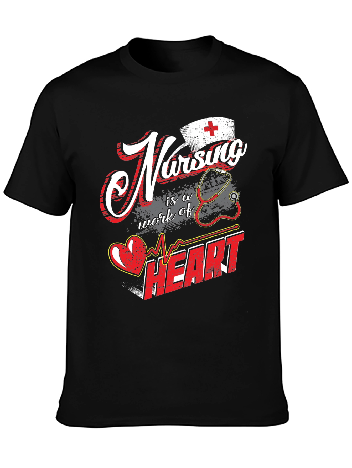 Nursing is a Work of Heart Black T-Shirt