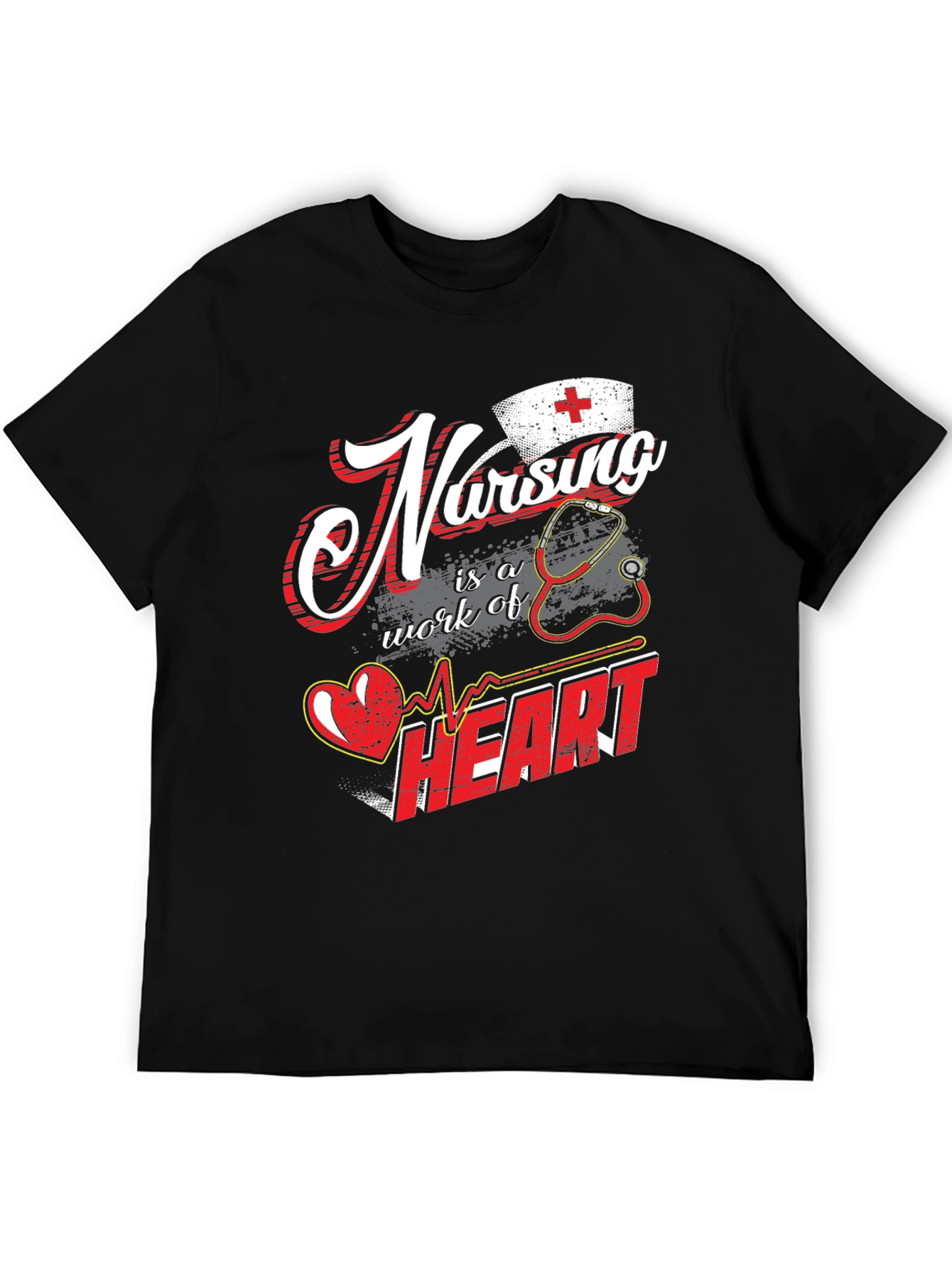 Nursing is a Work of Heart Black T-Shirt