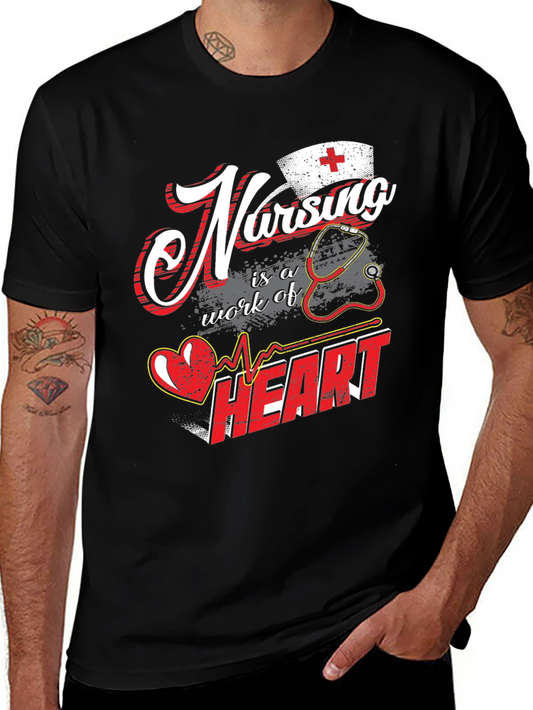 Nursing is a Work of Heart Black T-Shirt