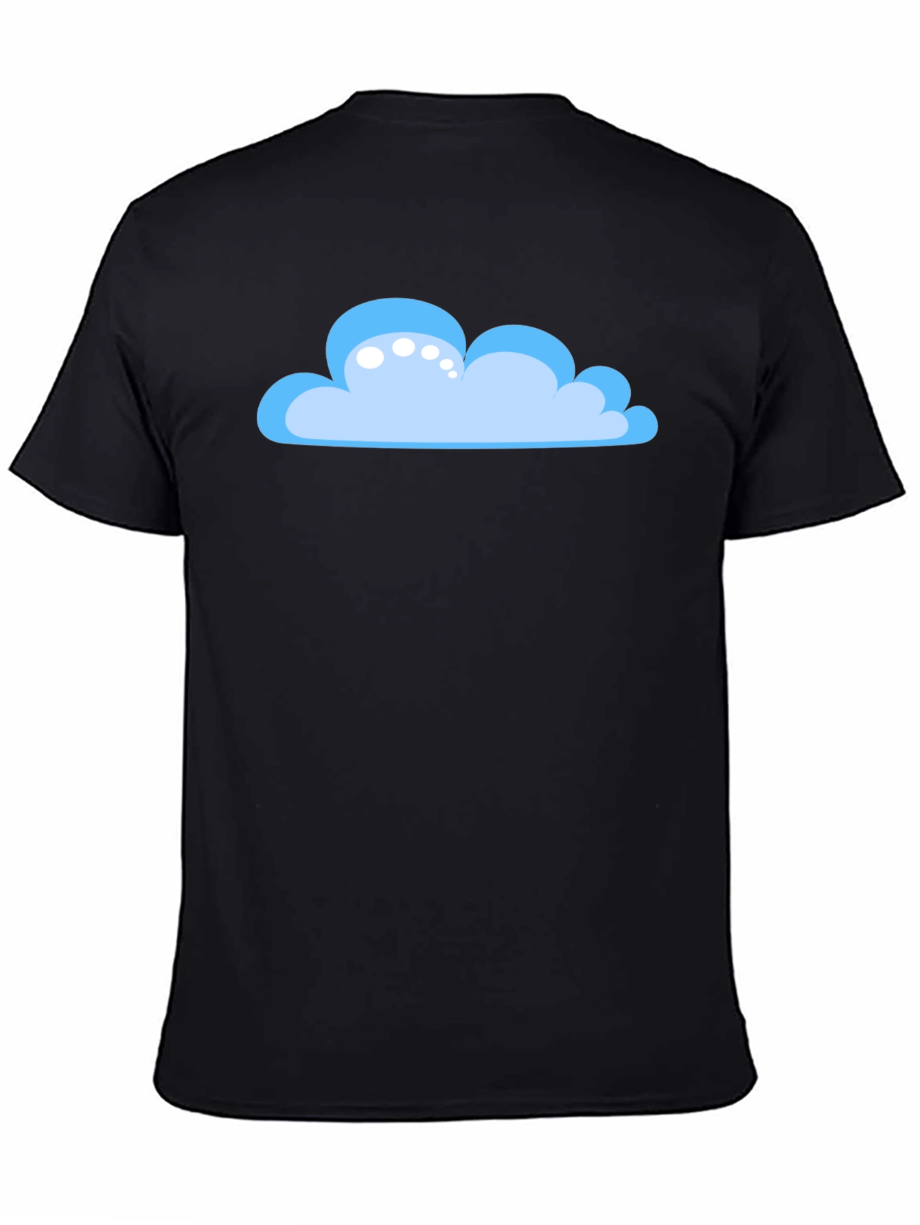 Cartoon Cloud Graphic Tee - Black Cotton T-Shirt