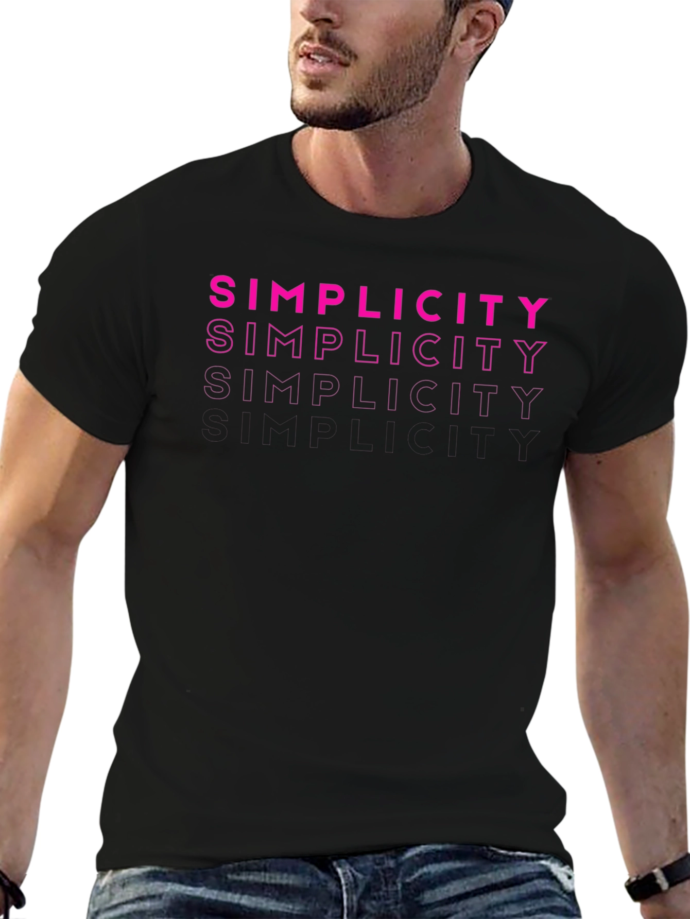 Simplicity Stacked Design Graphic T-Shirt