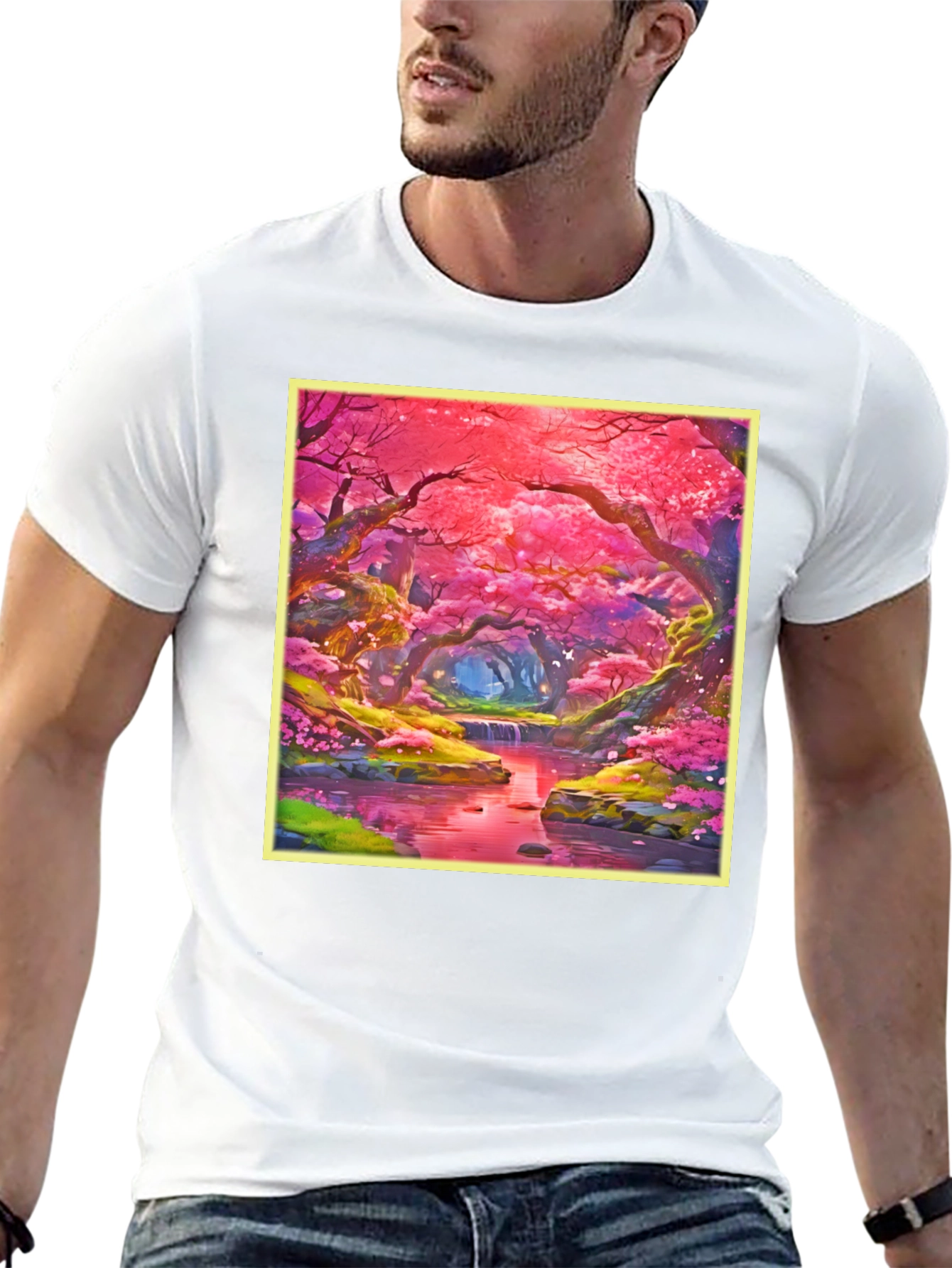 Cherry Blossom Forest T-Shirt - Whimsical Anime Design