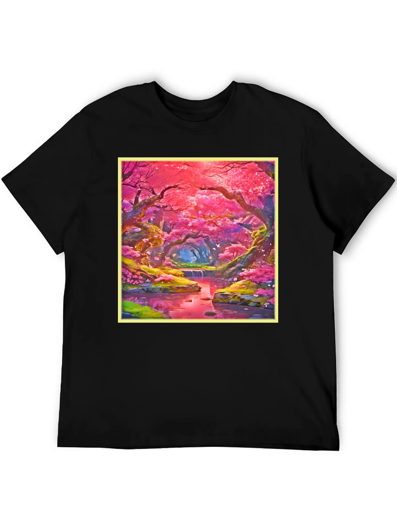 Cherry Blossom Forest T-Shirt - Whimsical Anime Design