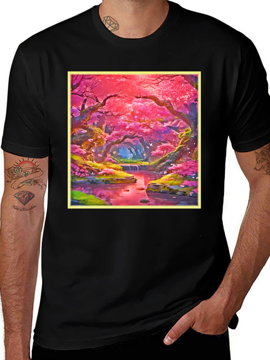 Cherry Blossom Forest T-Shirt - Whimsical Anime Design