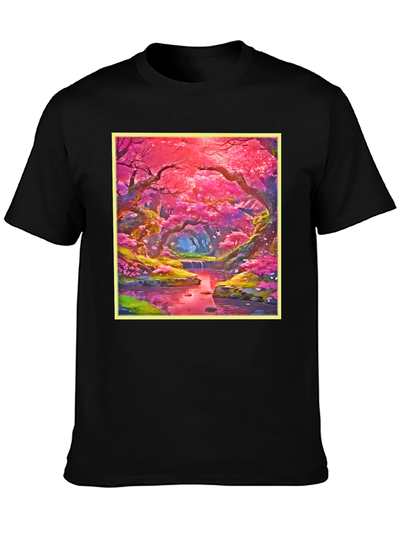 Cherry Blossom Forest T-Shirt - Whimsical Anime Design