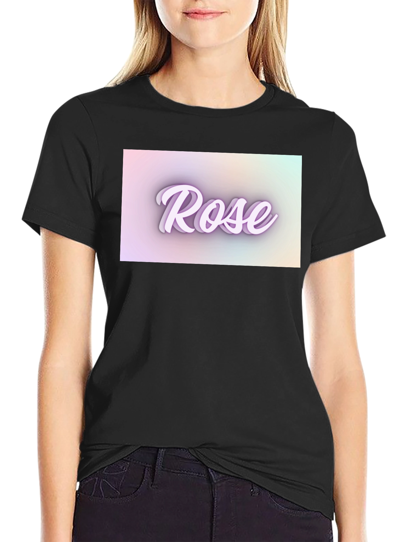Rose Text T-Shirt - Stylish Design