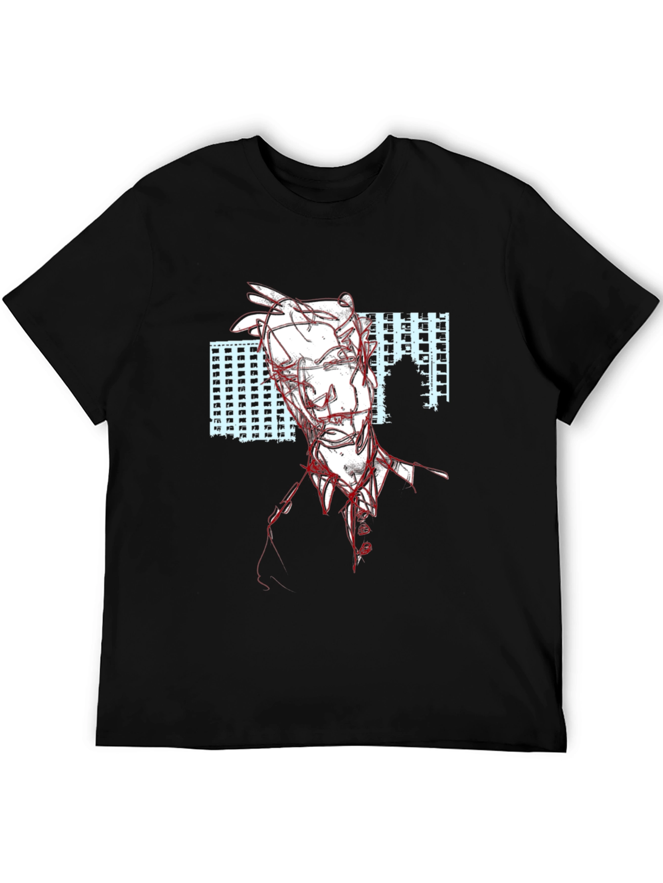 Abstract Line Art T-Shirt - Black
