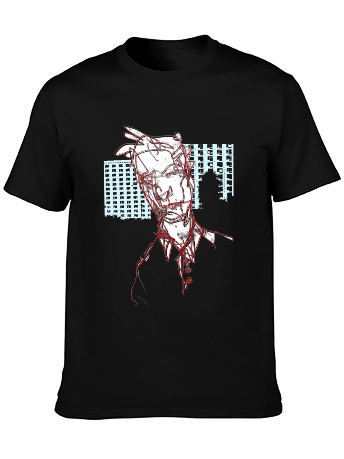 Abstract Line Art T-Shirt - Black