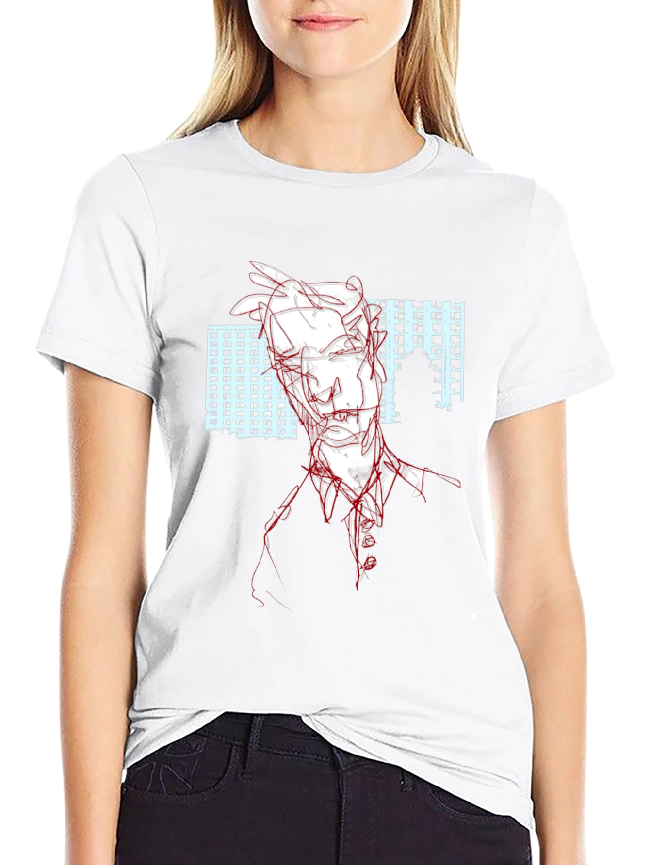 Abstract Line Art T-Shirt - Black