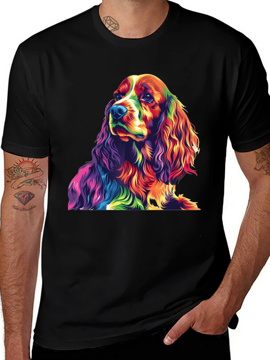 Rainbow Dog Graphic Tee - Black Cotton T-Shirt