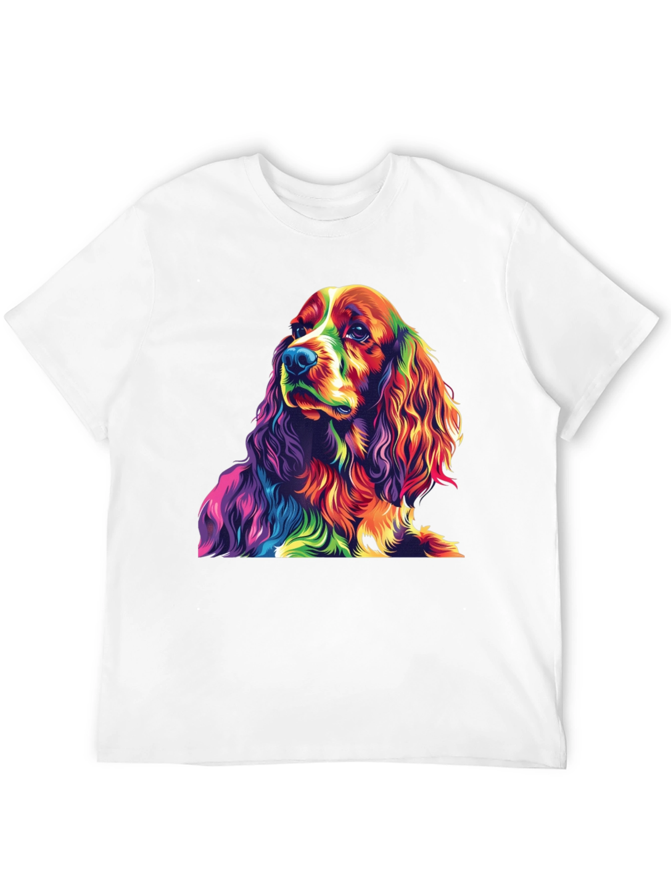 Rainbow Dog Graphic Tee - Black Cotton T-Shirt