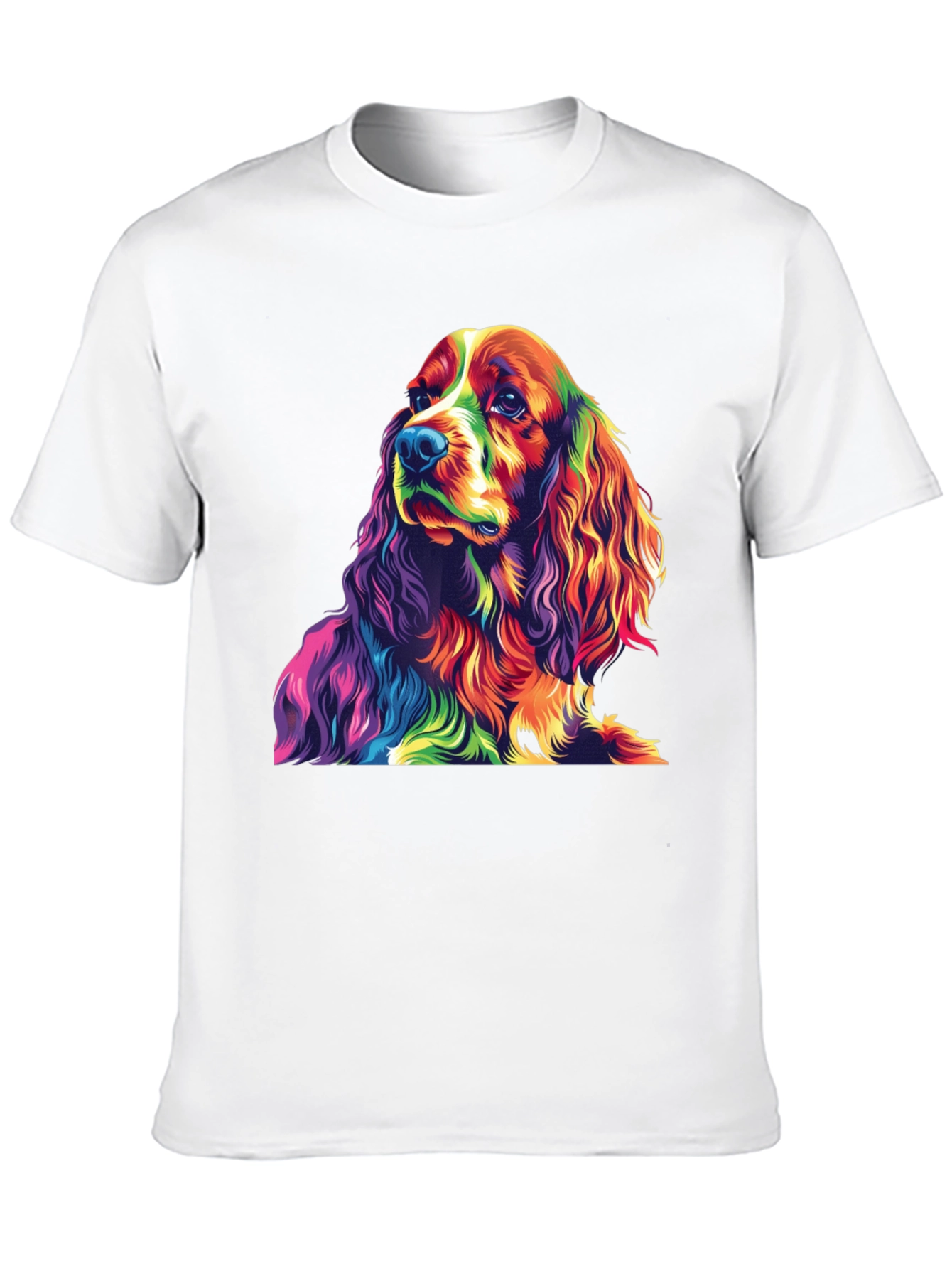 Rainbow Dog Graphic Tee - Black Cotton T-Shirt