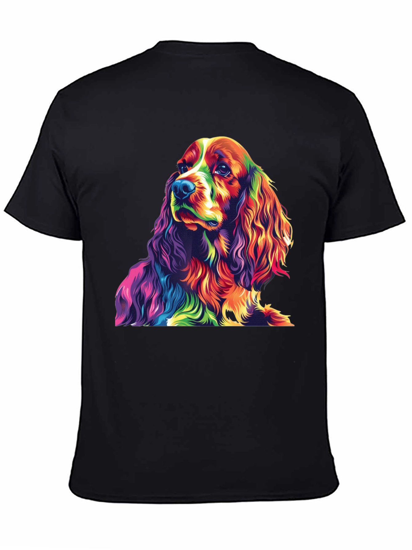 Rainbow Dog Graphic Tee - Black Cotton T-Shirt