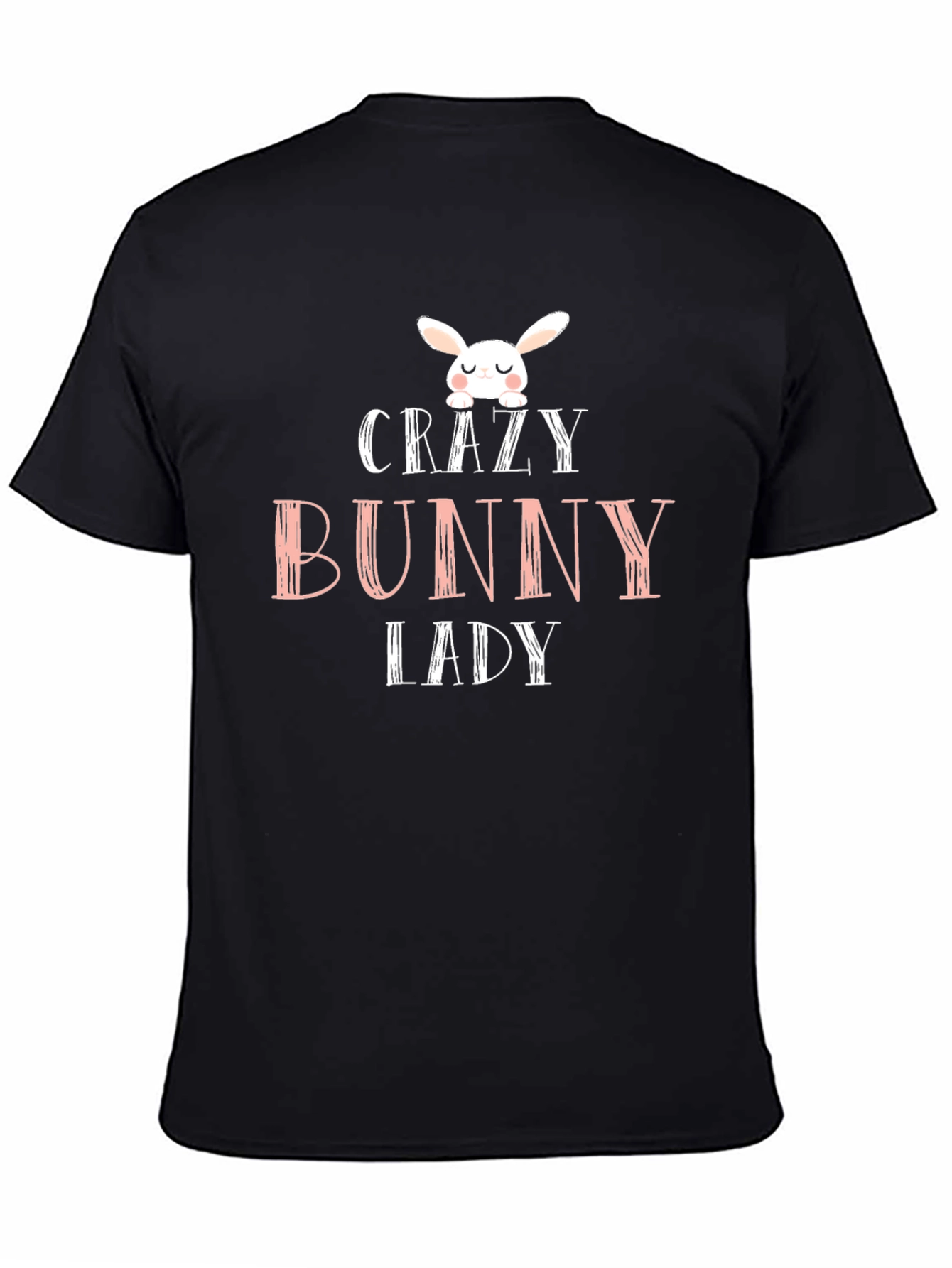 Crazy Bunny Lady Graphic Tee - Black Cotton T-Shirt