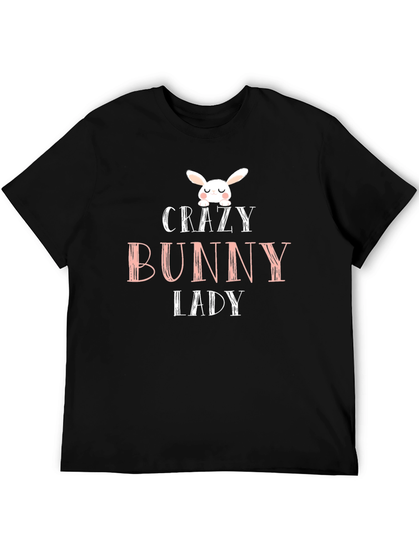 Crazy Bunny Lady Graphic Tee - Black Cotton T-Shirt