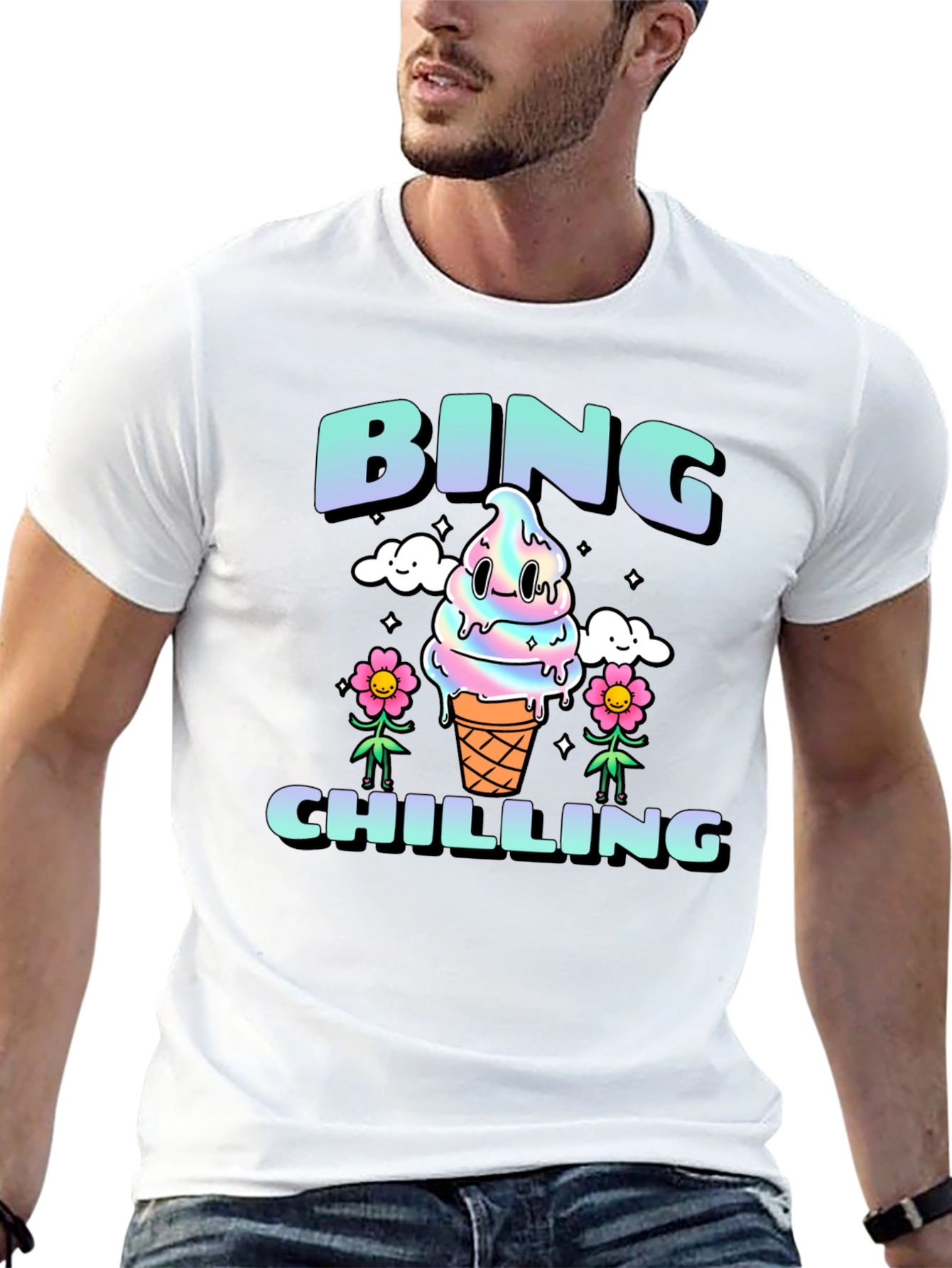 Bing Chilling Graphic Tee - Cool Ice Cream Design