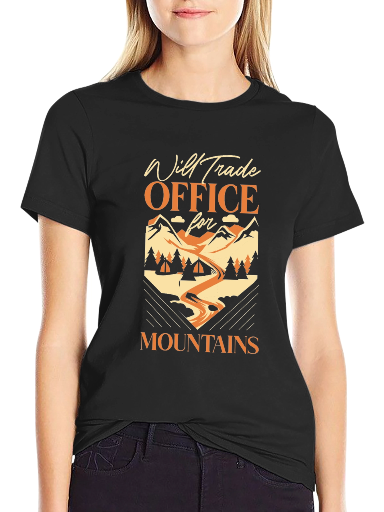 Will Trade Office for Mountains Black T-Shirt
