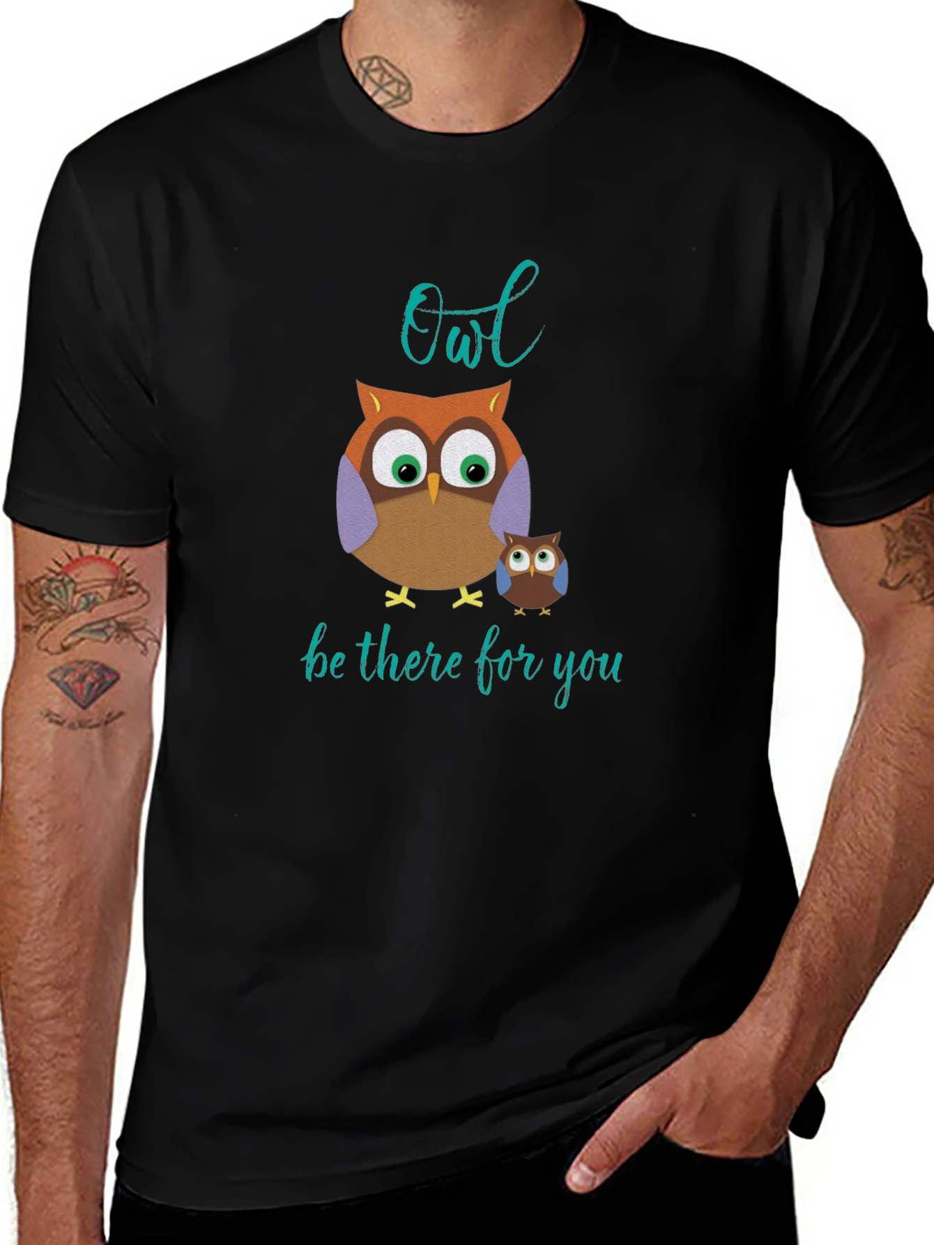 Owl Be There For You Black Cotton Tee