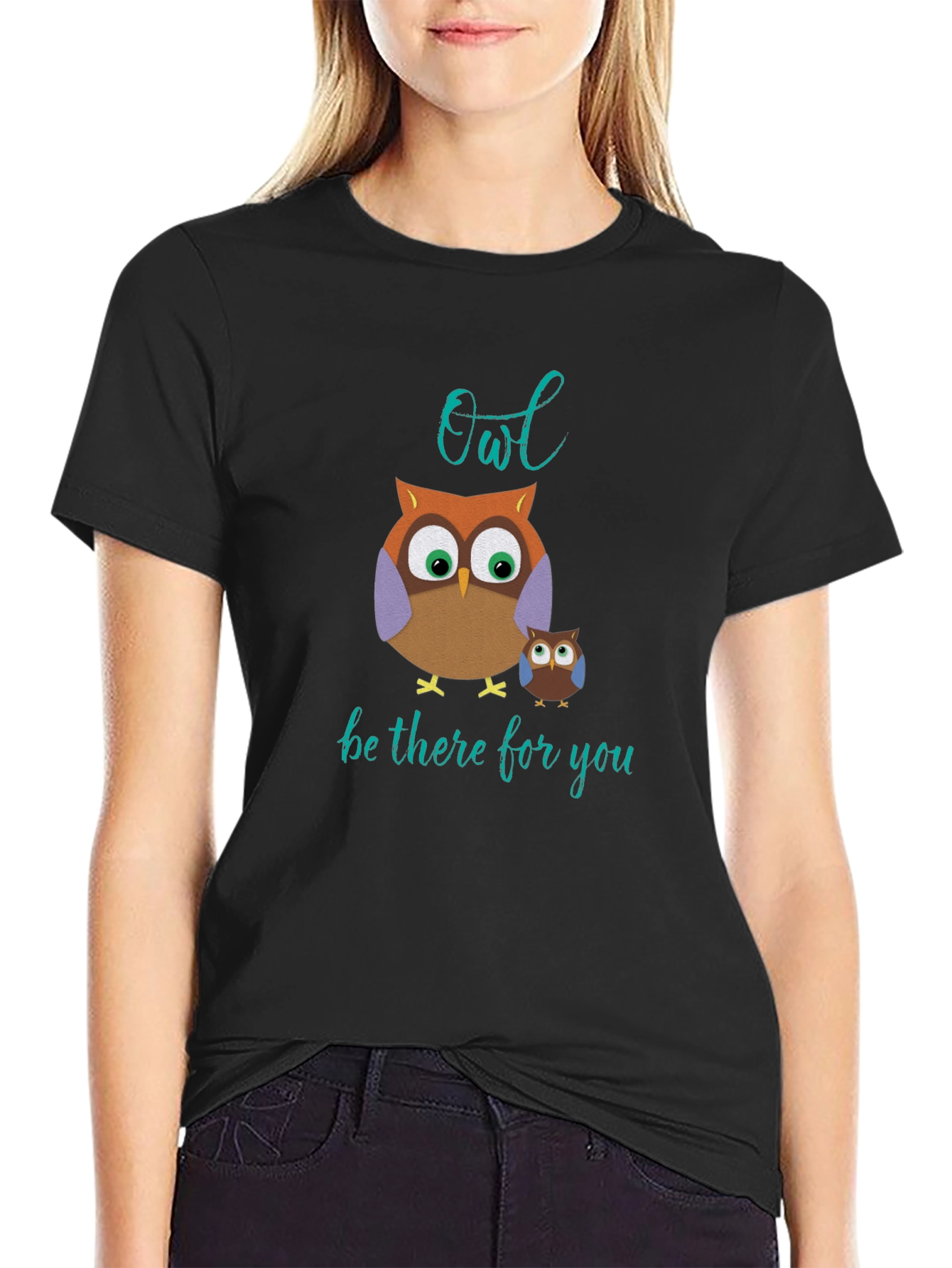 Owl Be There For You Black Cotton Tee
