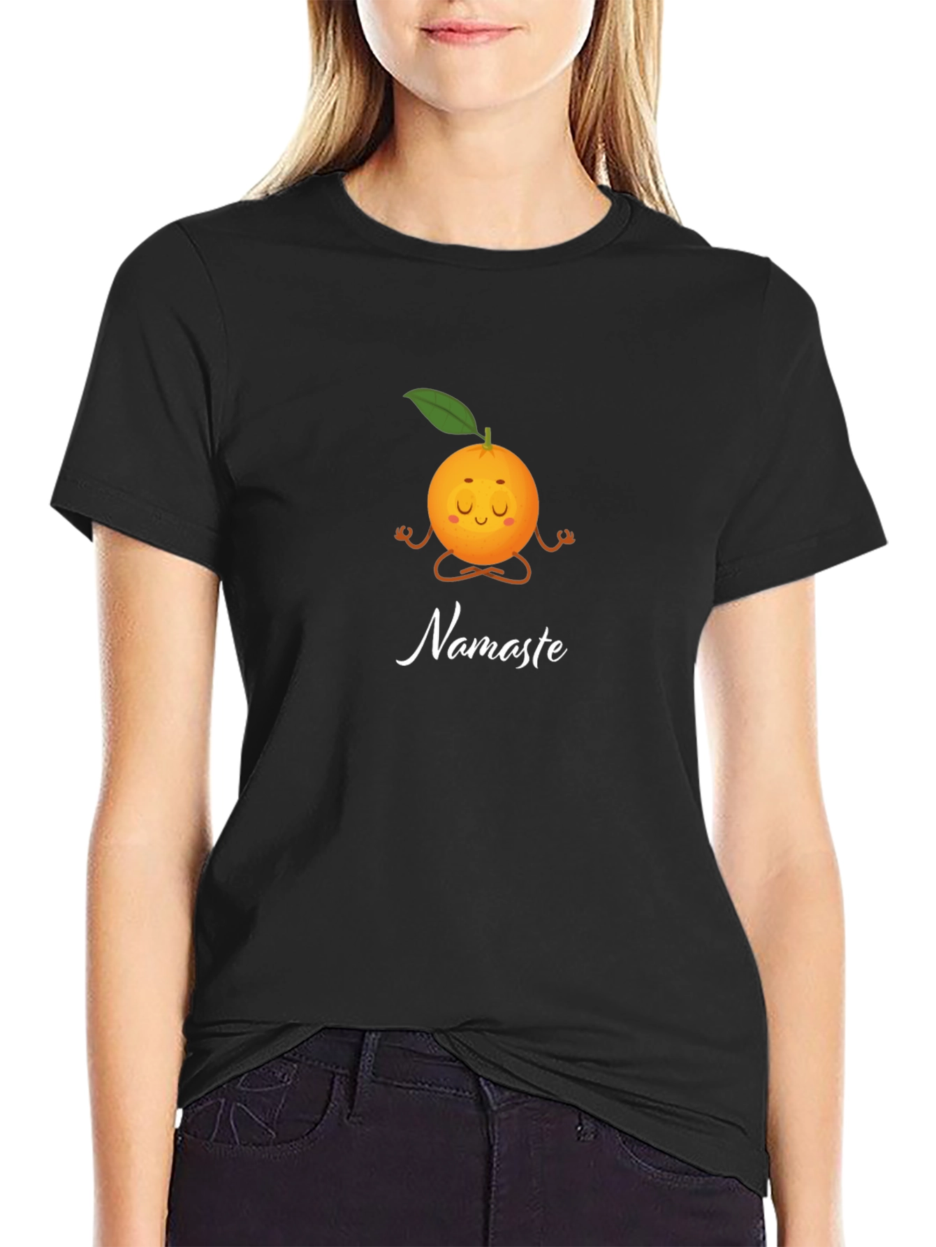 Meditating Orange Namaste Graphic Tee