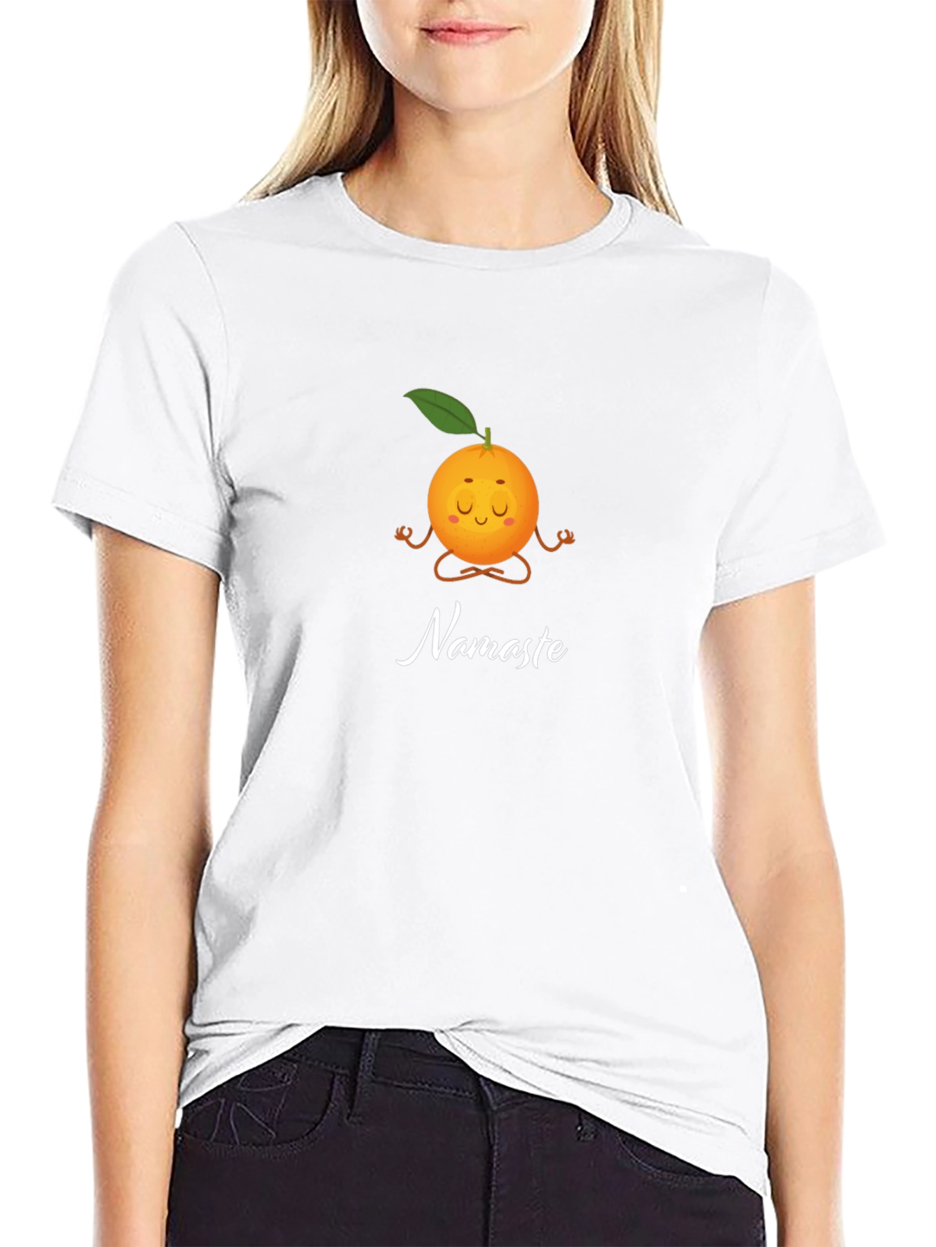 Meditating Orange Namaste Graphic Tee