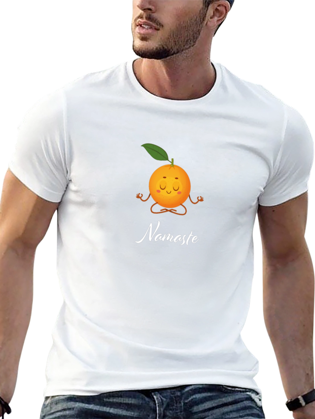 Meditating Orange Namaste Graphic Tee