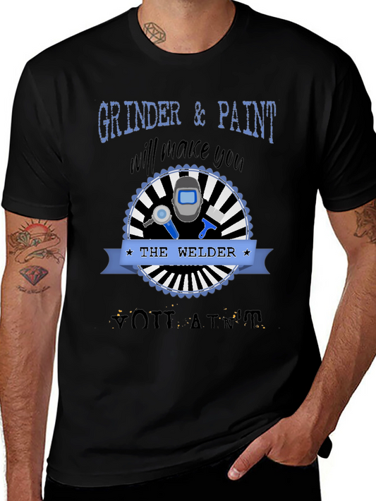 Grinder & Paint Welder T-Shirt - Black Crew Neck Tee