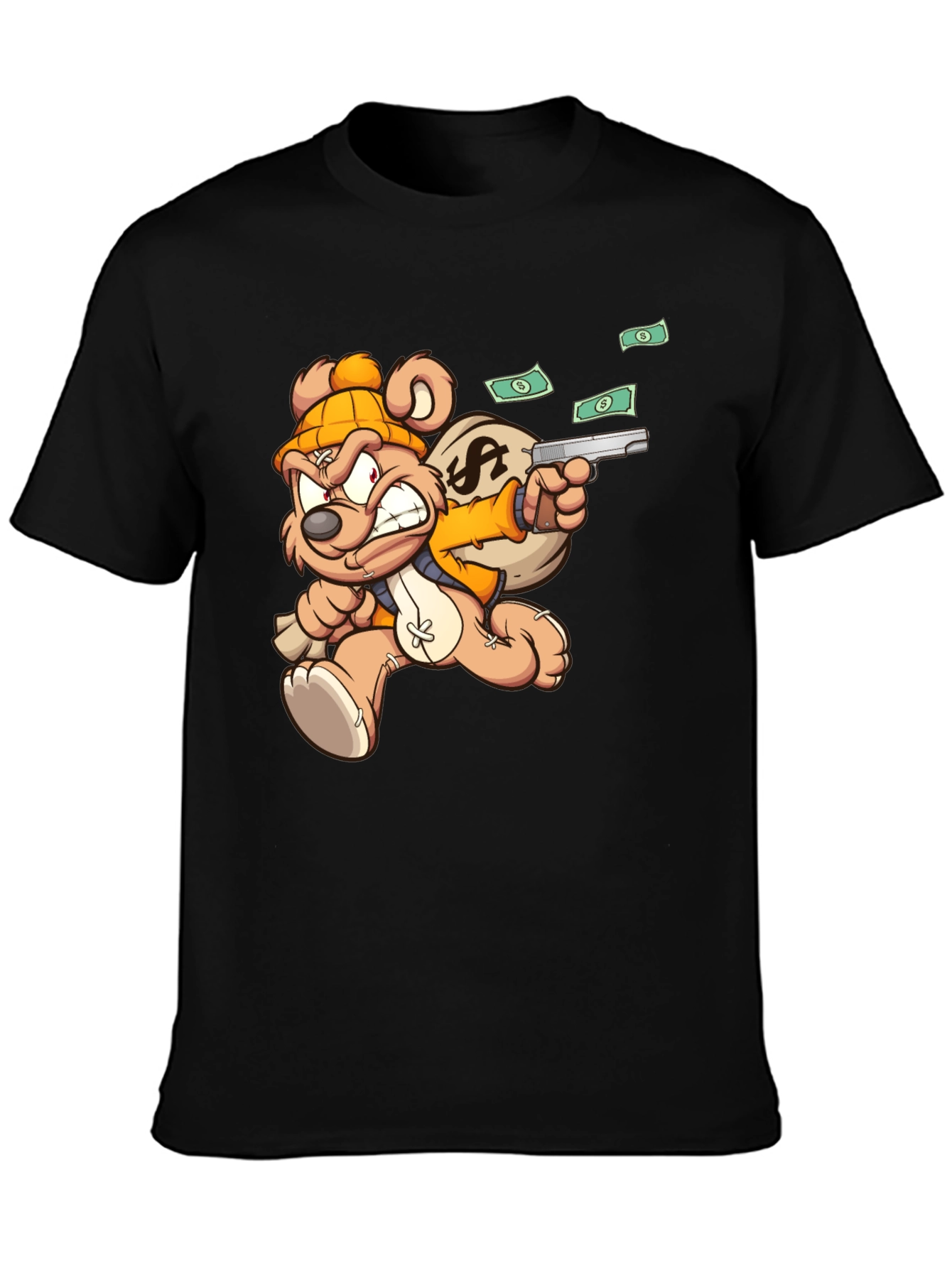Cartoon Teddy Bear with Gun T-Shirt