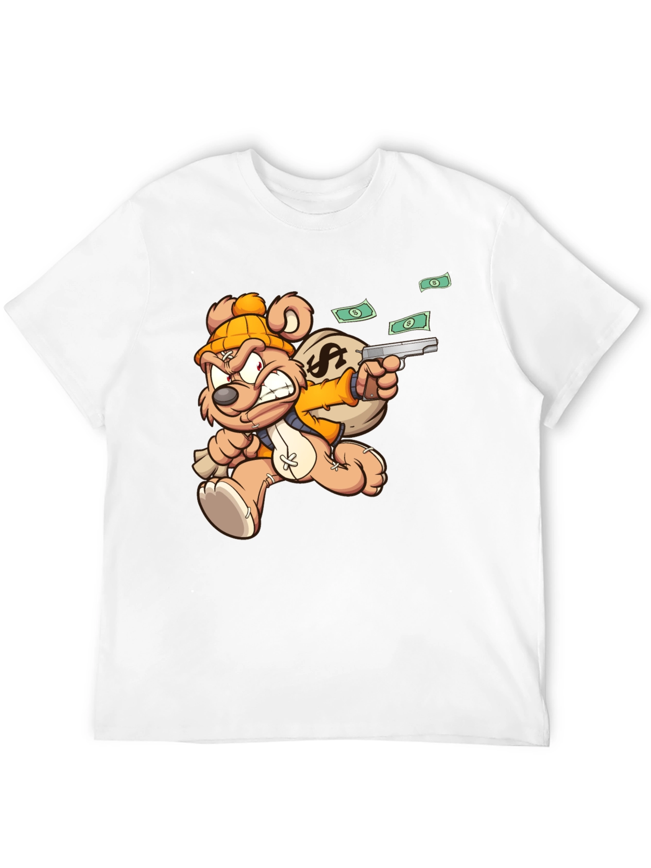 Cartoon Teddy Bear with Gun T-Shirt